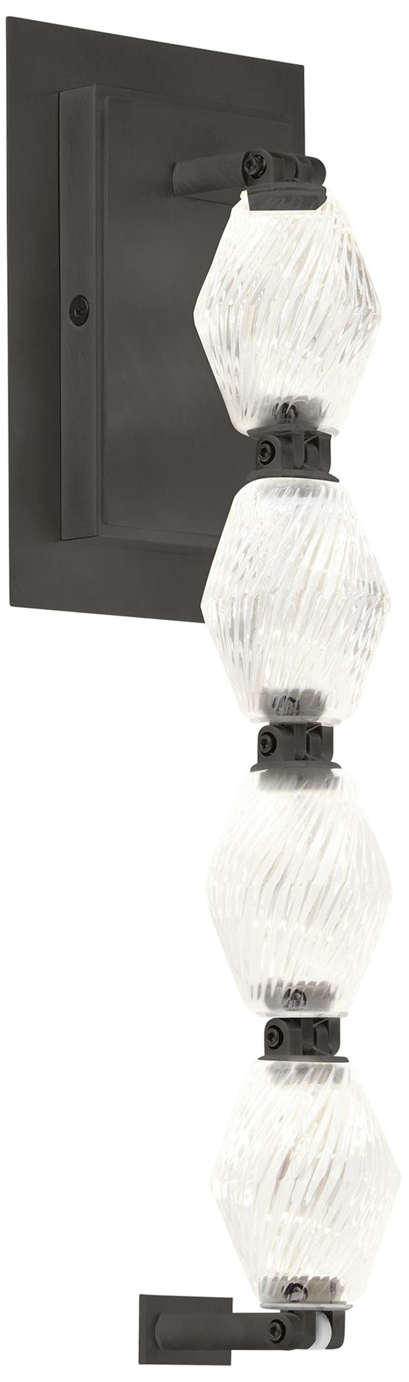 Image 2 Visual Comfort Modern 3000K LED 15 inch Tall Crystal and Bronze Wall Sconce more views