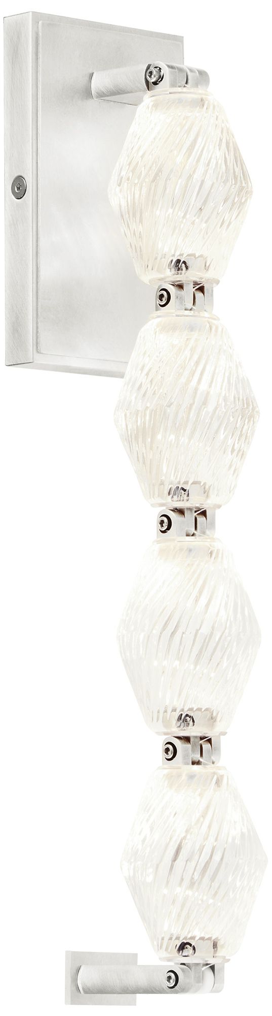 Image 2 Visual Comfort Modern 3000K LED 15 inch Tall Crystal and Nickel Wall Sconce more views