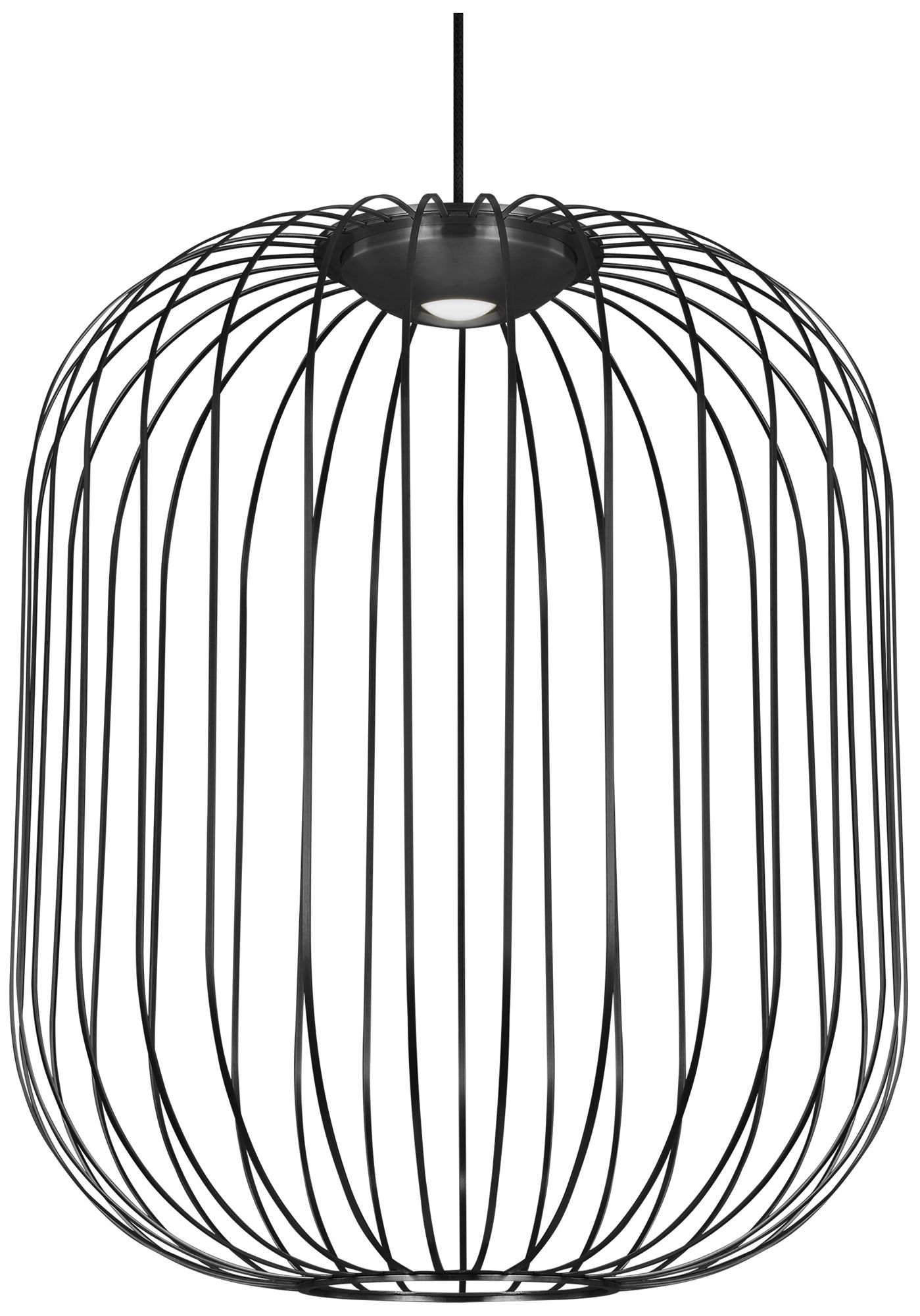 Image 2 Visual Comfort Modern 3000K LED 23 inch Diameter Matte Black Metal Pendant more views