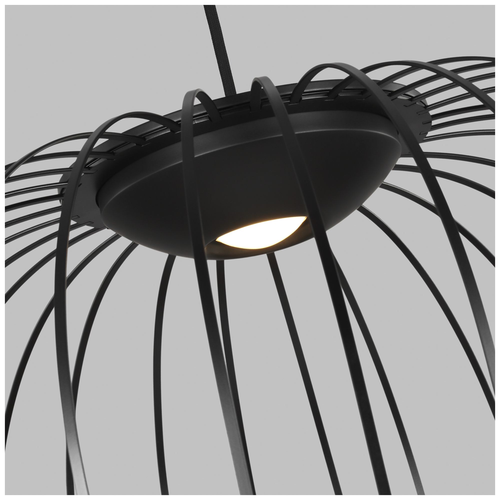 Image 3 Visual Comfort Modern 3000K LED 23 inch Diameter Matte Black Metal Pendant more views
