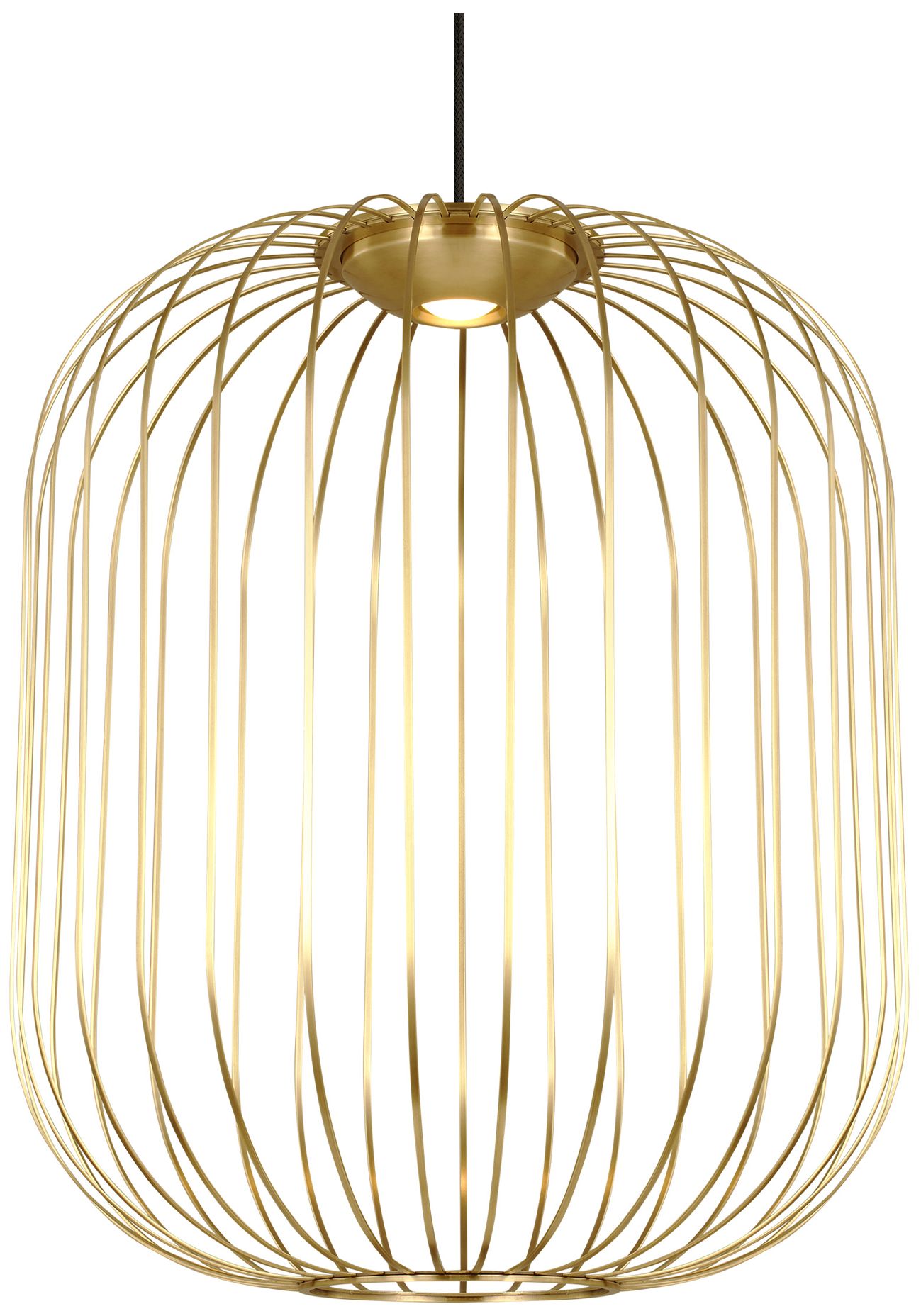 Image 2 Visual Comfort Modern 3000K LED 23 inch Diameter Plated Brass Metal Pendant more views