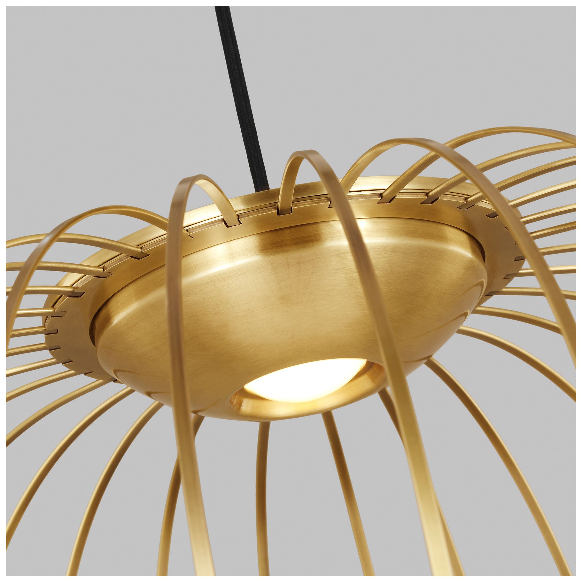 Image 4 Visual Comfort Modern 3000K LED 23 inch Diameter Plated Brass Metal Pendant more views