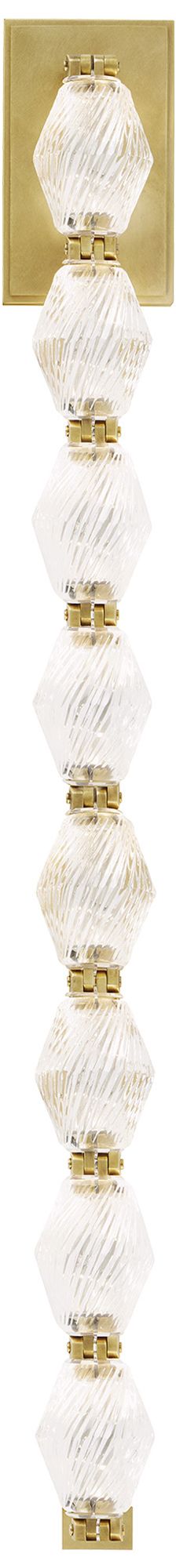 Visual Comfort Modern 3000K LED 28 inch Tall Crystal and Brass Wall Sconce