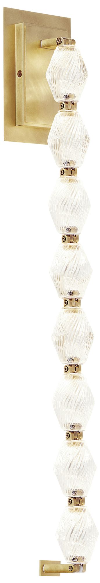 Image 6 Visual Comfort Modern 3000K LED 28 inch Tall Crystal and Brass Wall Sconce more views