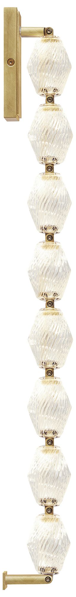 Visual Comfort Modern 3000K LED 28 inch Tall Crystal and Brass Wall Sconce