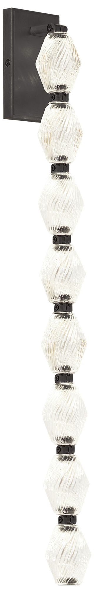 Visual Comfort Modern 3000K LED 28 inch Tall Crystal and Bronze Wall Sconce