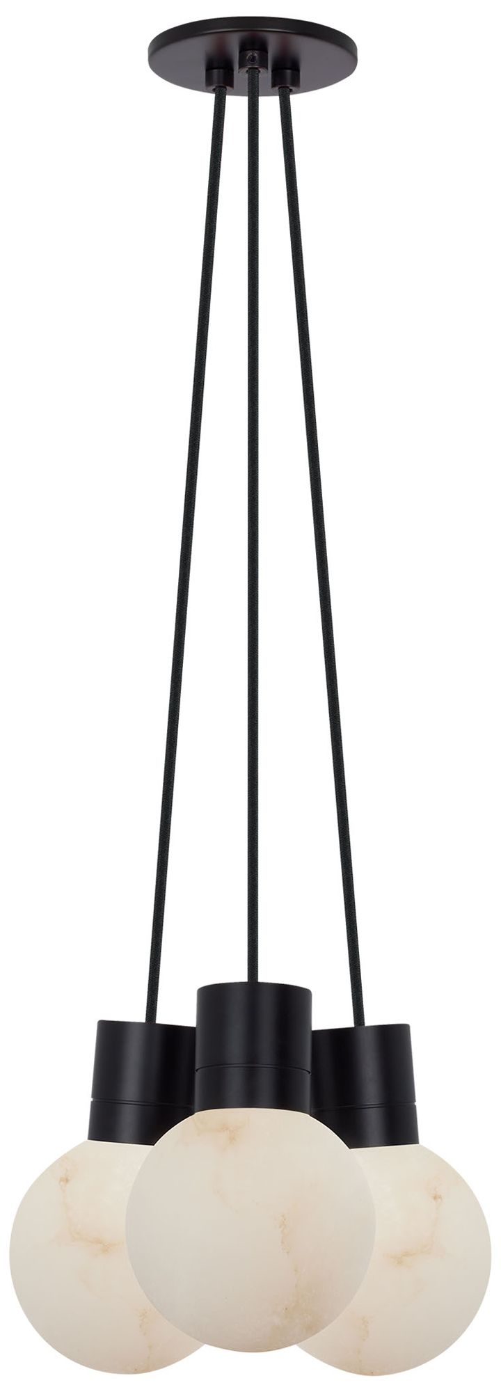 Visual Comfort Modern 3000K LED 3 Light Alabaster and Black Chandelier