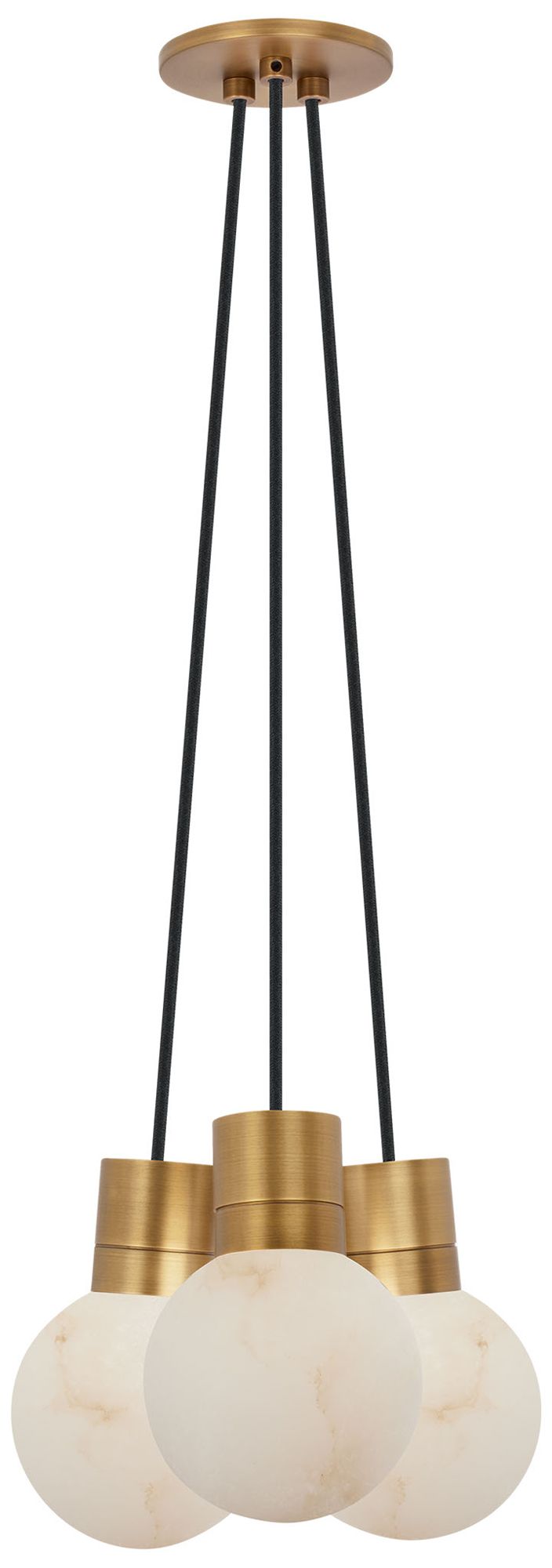 Visual Comfort Modern 3000K LED 3 Light Alabaster and Brass Chandelier