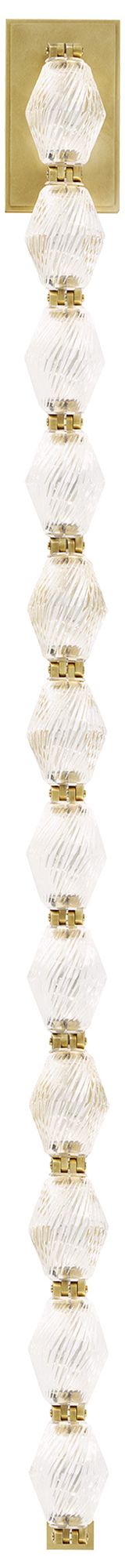 Visual Comfort Modern 3000K LED 40 inch Tall Crystal and Brass Wall Sconce