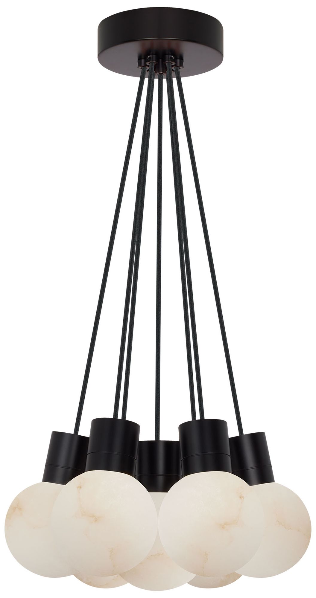Visual Comfort Modern 3000K LED 7 Light Alabaster and Black Chandelier