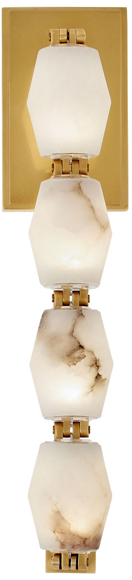 Visual Comfort Modern 30K LED 15 inch Tall Alabaster and Brass Wall Sconce