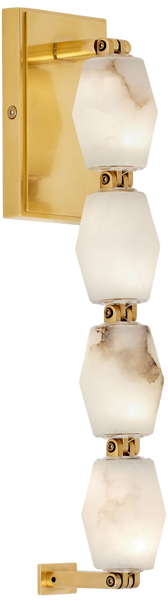 Image 2 Visual Comfort Modern 30K LED 15 inch Tall Alabaster and Brass Wall Sconce more views
