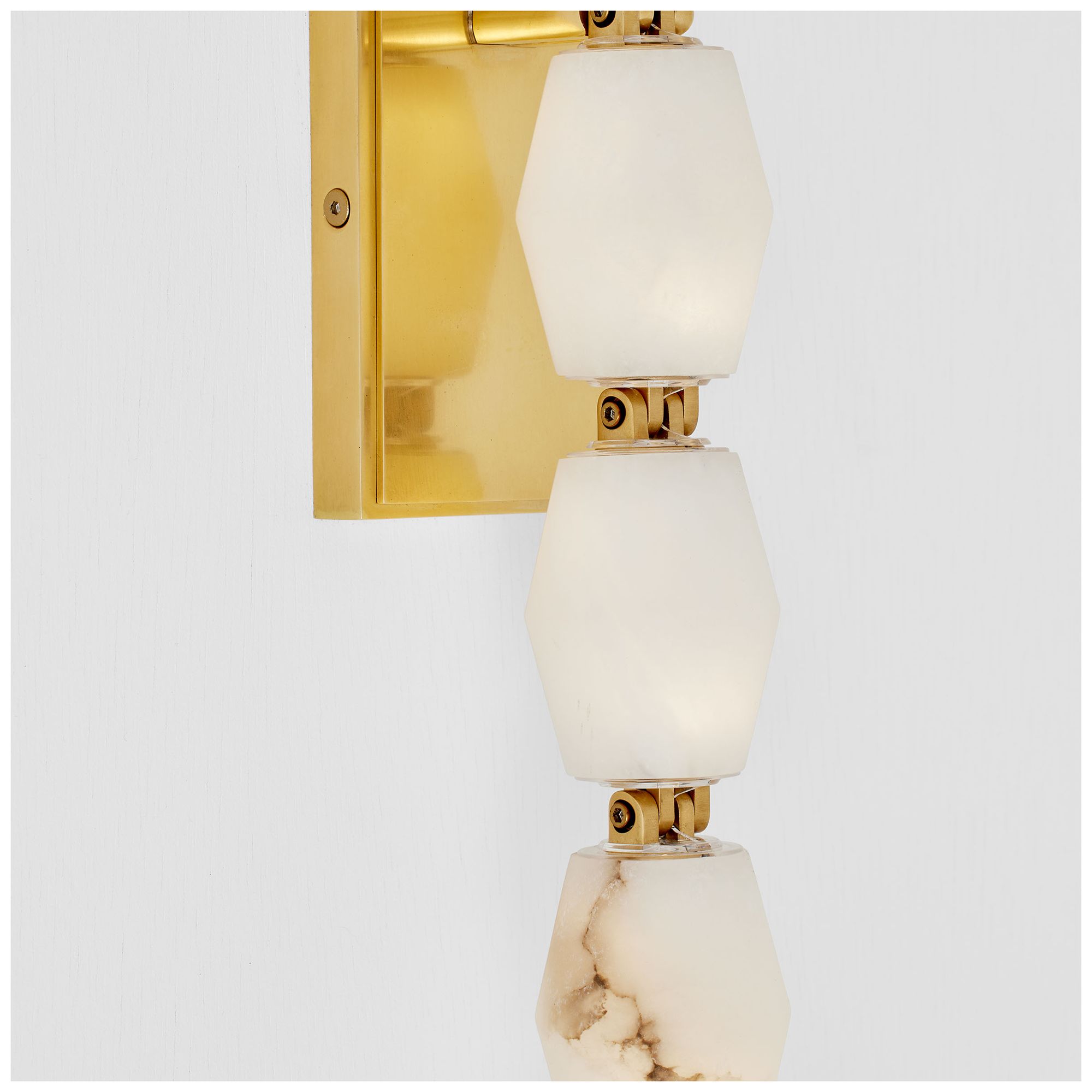 Image 3 Visual Comfort Modern 30K LED 15 inch Tall Alabaster and Brass Wall Sconce more views