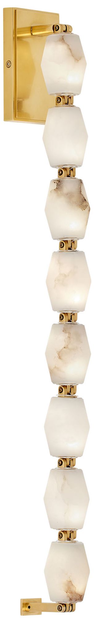 Image 2 Visual Comfort Modern 30K LED 28 inch Tall Alabaster and Brass Wall Sconce more views