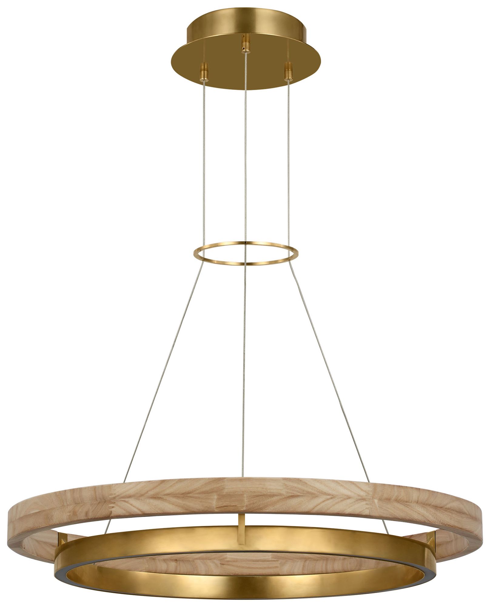 Image 3 Visual Comfort Modern 30K LED 30 inch Natural Oak and Brass Ring Chandelier more views