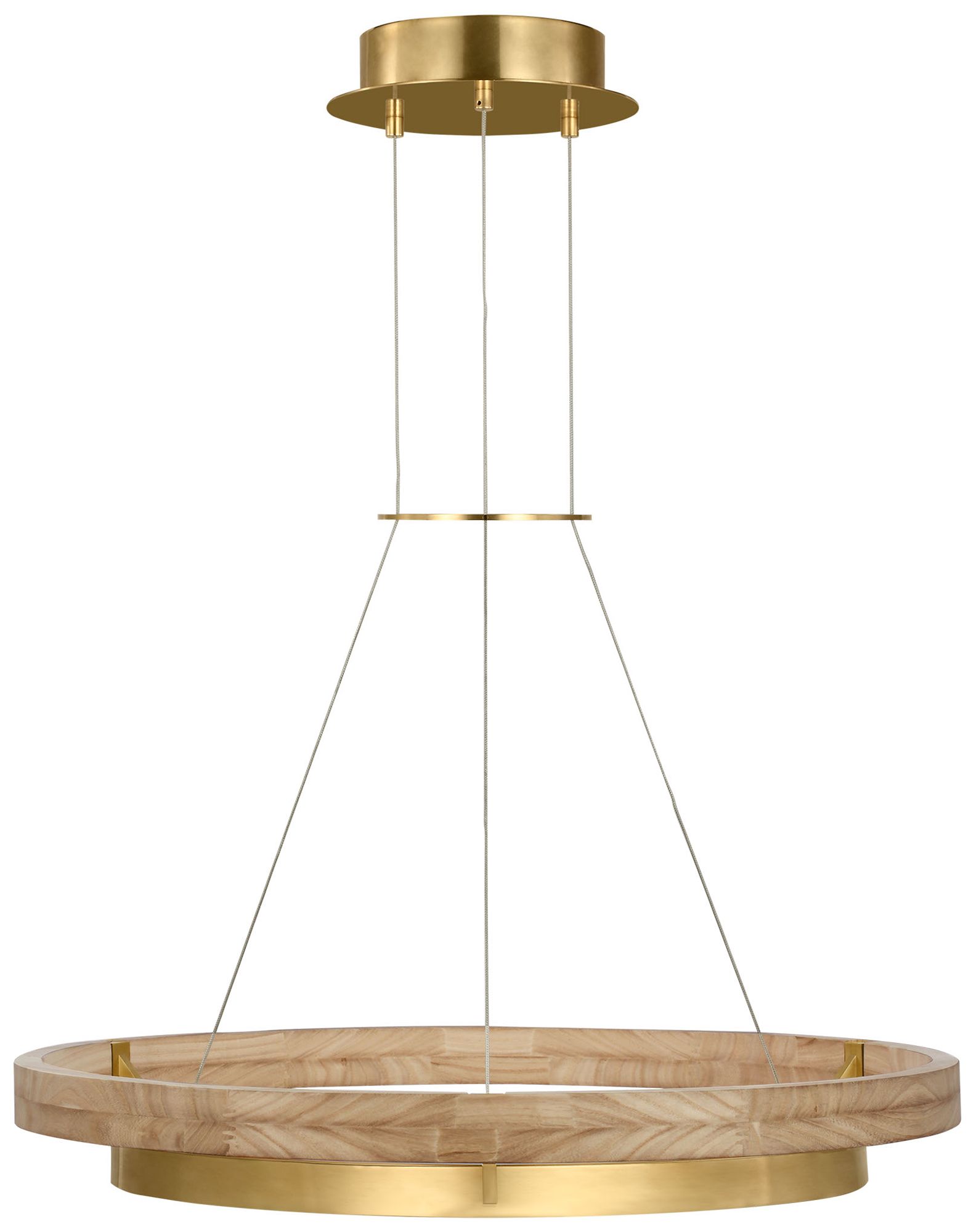 Image 4 Visual Comfort Modern 30K LED 30 inch Natural Oak and Brass Ring Chandelier more views