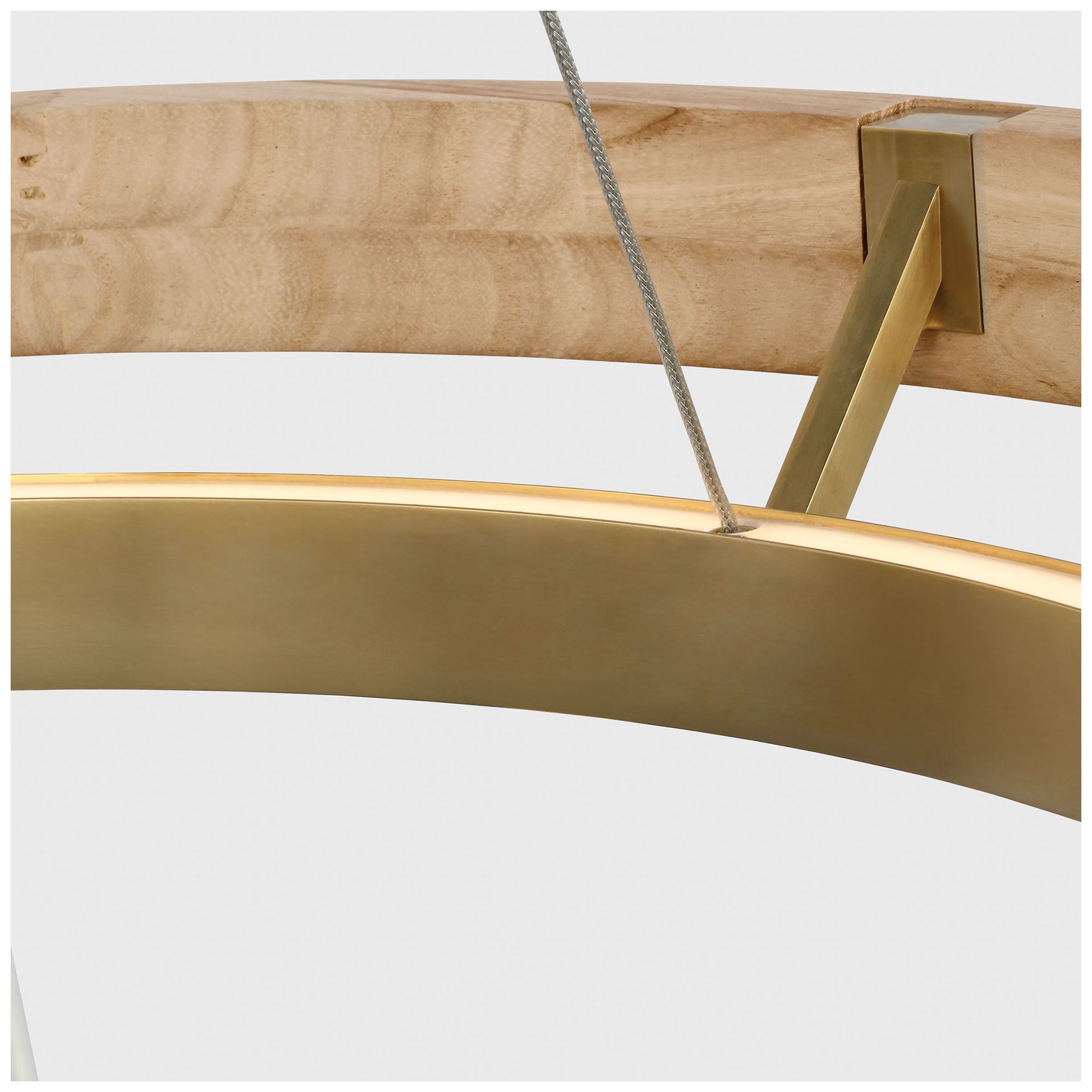 Image 2 Visual Comfort Modern 30K LED 36 inch Natural Oak and Brass Ring Chandelier more views