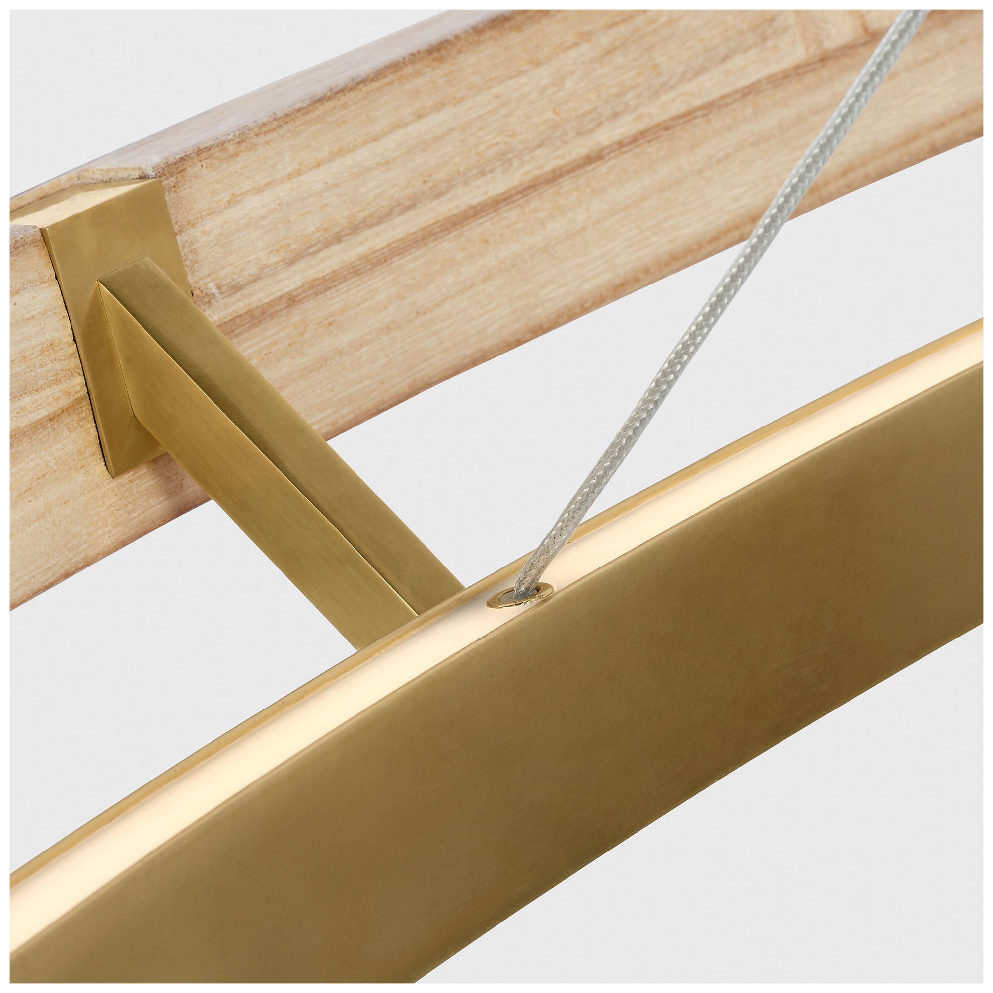 Image 5 Visual Comfort Modern 30K LED 36 inch Natural Oak and Brass Ring Chandelier more views