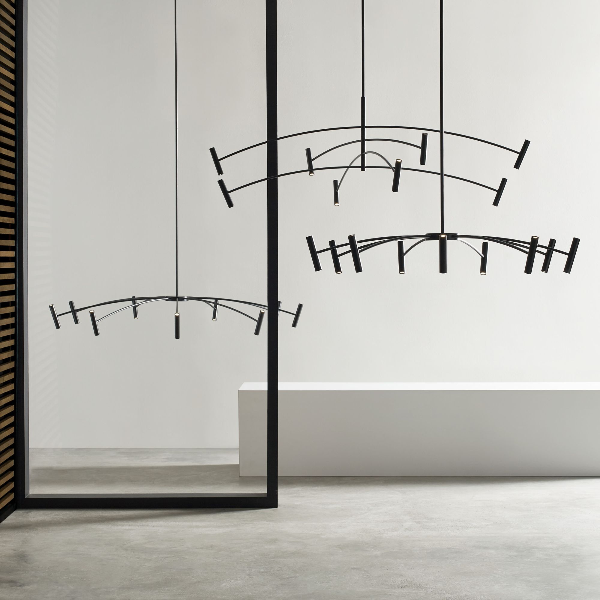 Image 7 Visual Comfort Modern Aerial 55 In. 3000K LED Matte Black Chandelier more views