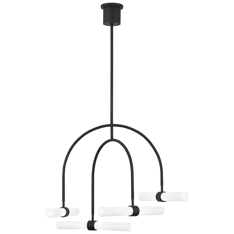 Image 2 Visual Comfort Modern Calumn 4 Light 3000K LED Nightshade Black Chandelier