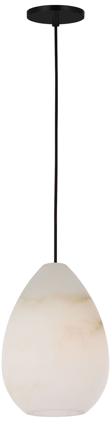 Visual Comfort Modern E12 9 inch Wide Alabaster and Matte Black Pendant