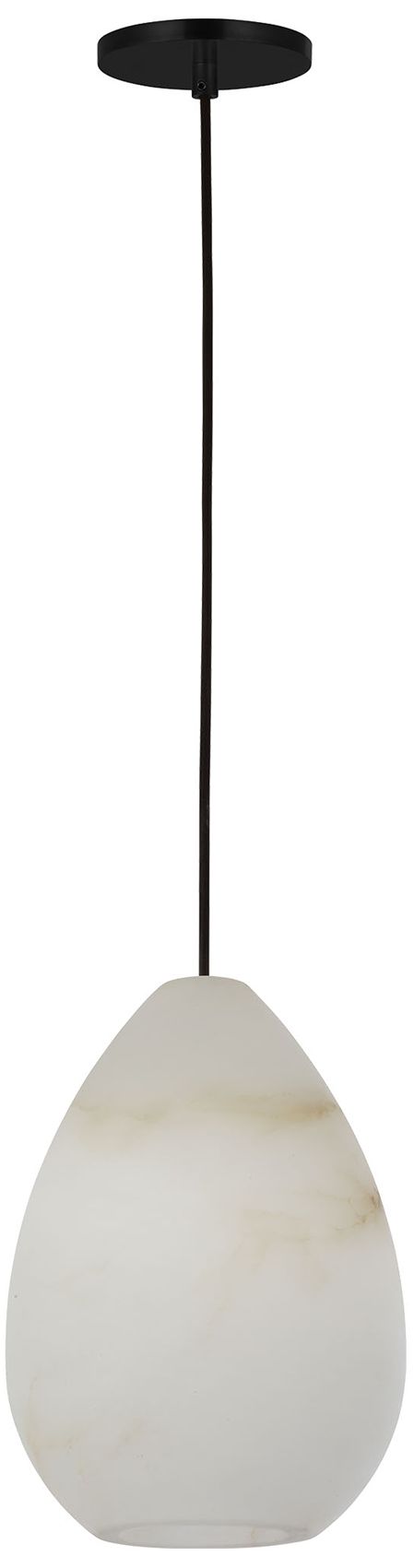 Image 2 Visual Comfort Modern E12 9 inch Wide Alabaster and Matte Black Pendant more views