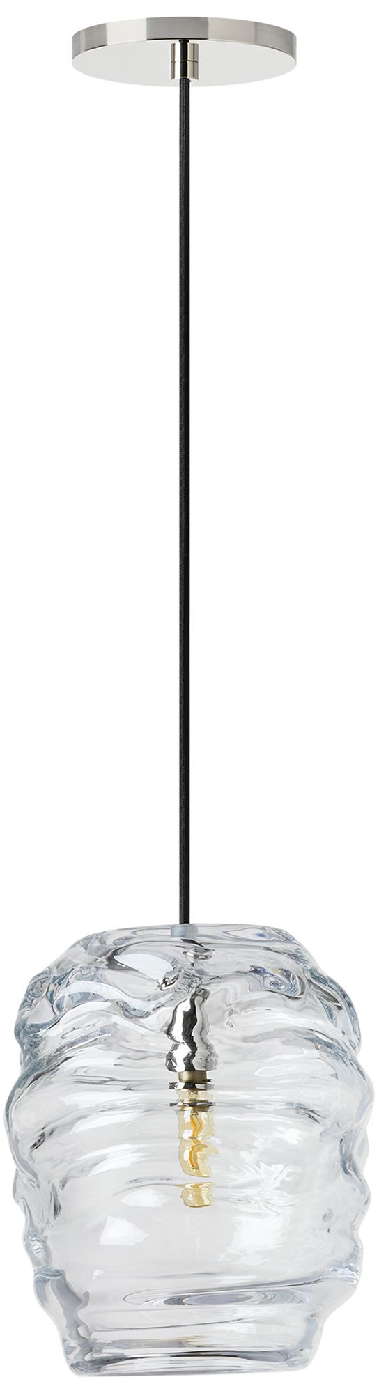 Image 2 Visual Comfort Modern E12 Base 8 Inch Wide Artisan Glass and Nickel Pendant more views