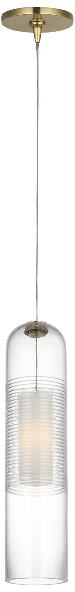 Image 2 Visual Comfort Modern GY 6.35 4-Inch Wide Ribbed Glass and Brass Pendant more views