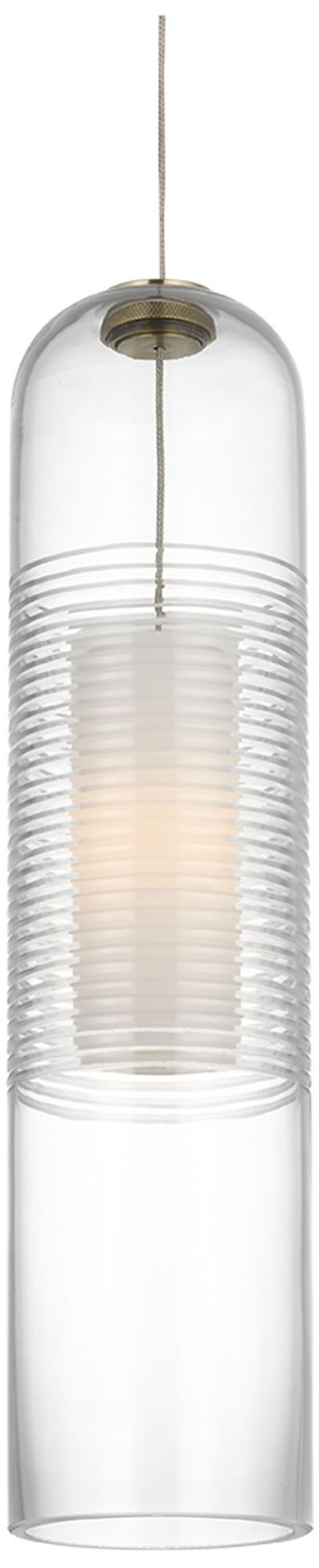 Image 3 Visual Comfort Modern GY 6.35 4-Inch Wide Ribbed Glass and Brass Pendant more views