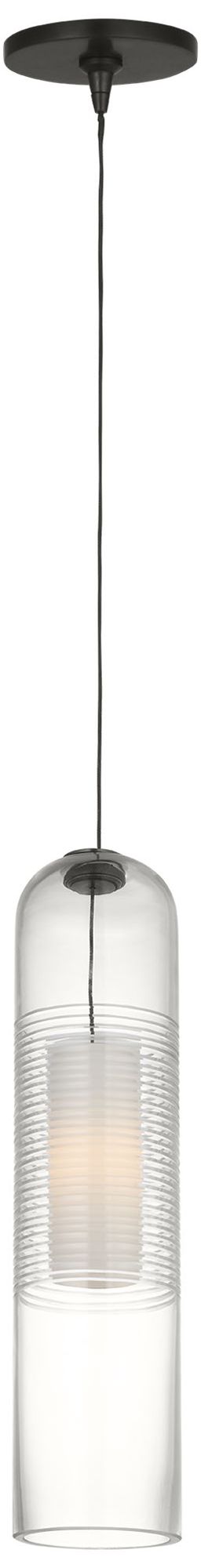 Image 2 Visual Comfort Modern GY 6.35 4-Inch Wide Ribbed Glass and Bronze Pendant more views
