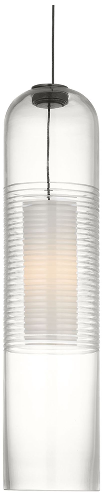 Image 3 Visual Comfort Modern GY 6.35 4-Inch Wide Ribbed Glass and Bronze Pendant more views