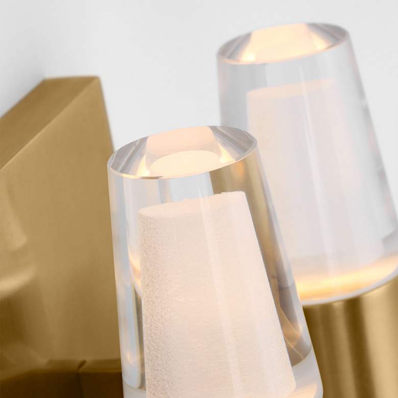 Image 3 Visual Comfort Modern Lassell Double Short Etched Crystal and Brass Sconce more views