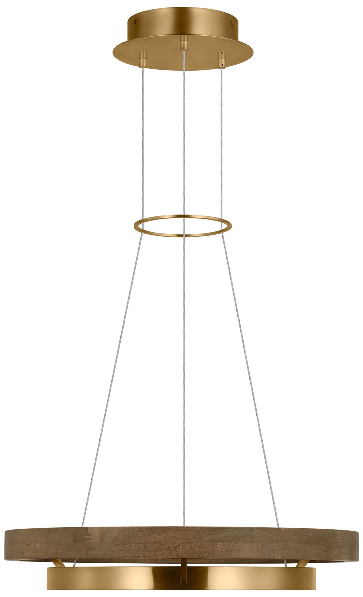Visual Comfort Modern LED 24 inch Weathered Oak and Brass Ring Chandelier