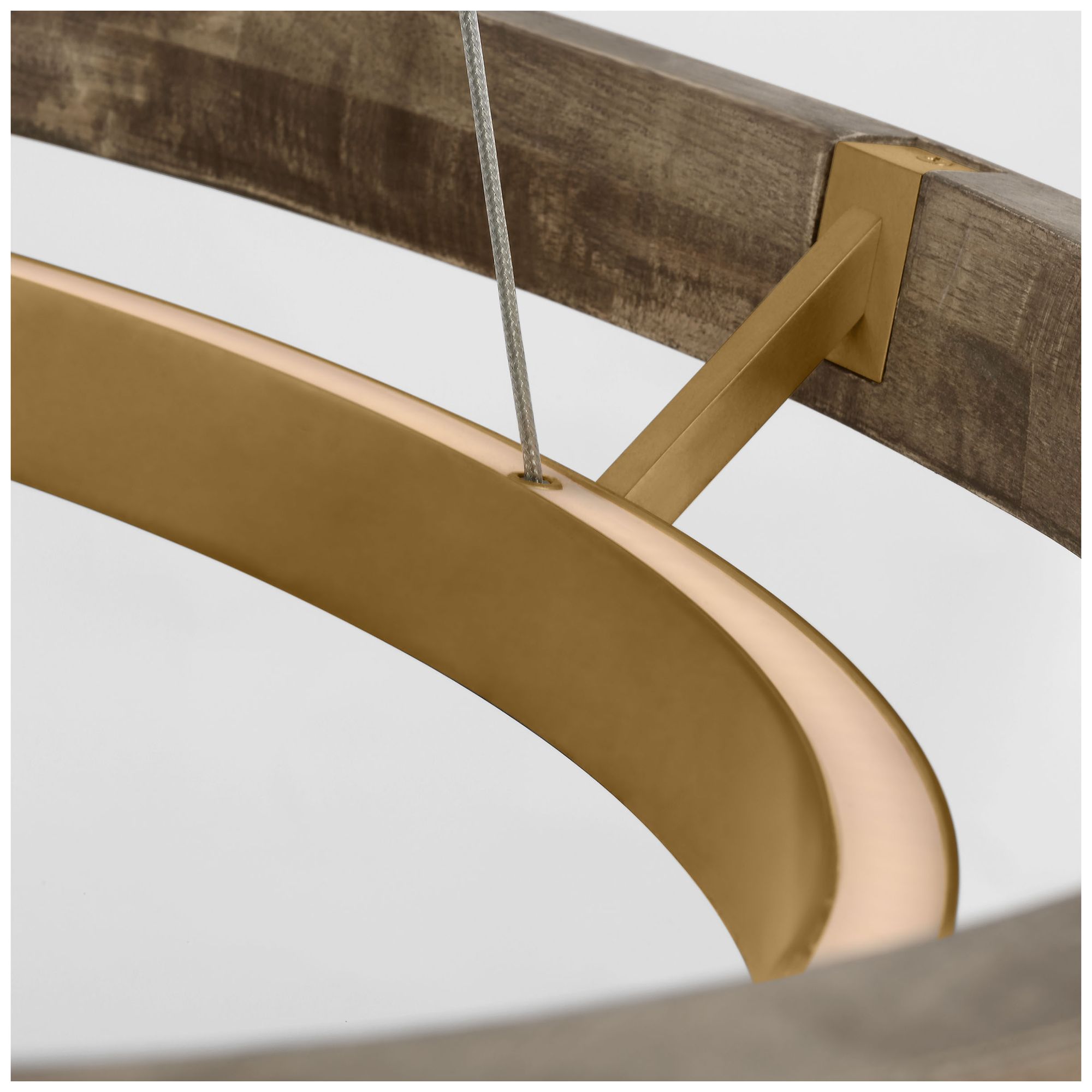 Image 3 Visual Comfort Modern LED 30 inch Weathered Oak and Brass Ring Chandelier more views