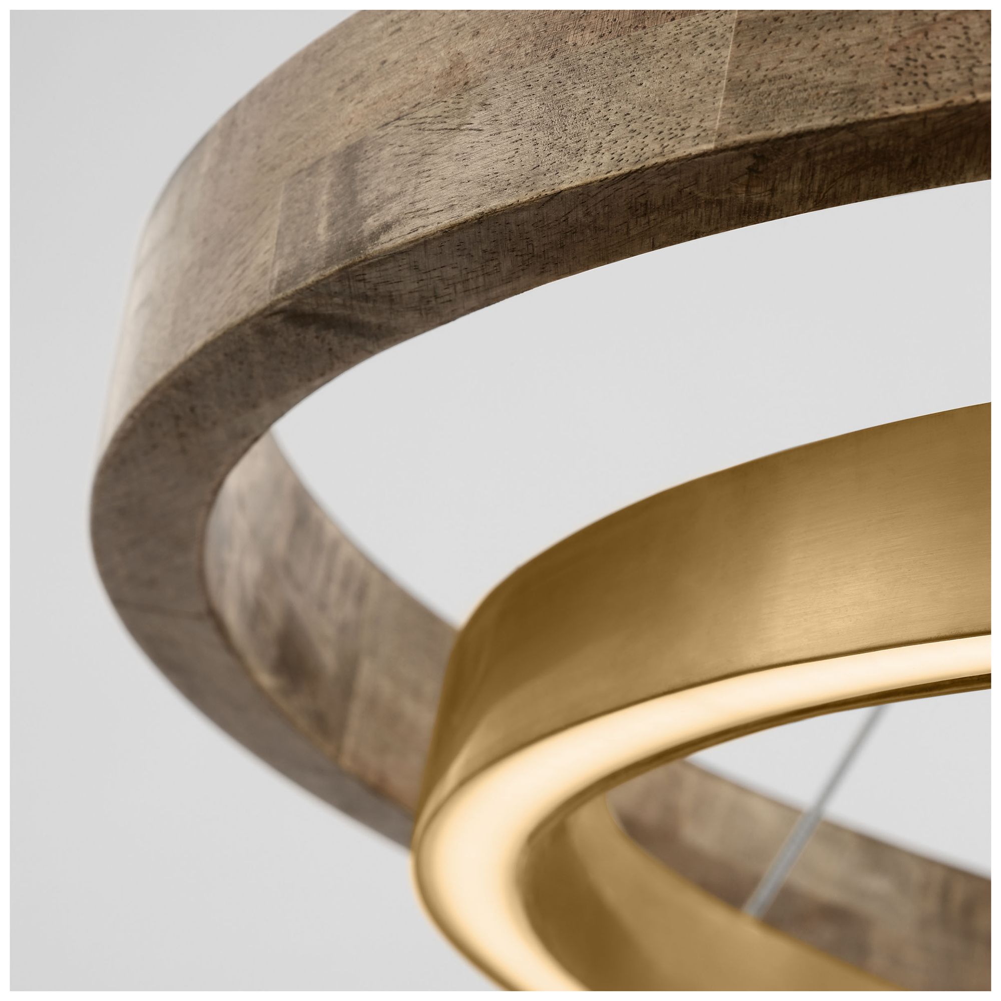 Image 3 Visual Comfort Modern LED 36 inch Weathered Oak and Brass Ring Chandelier more views