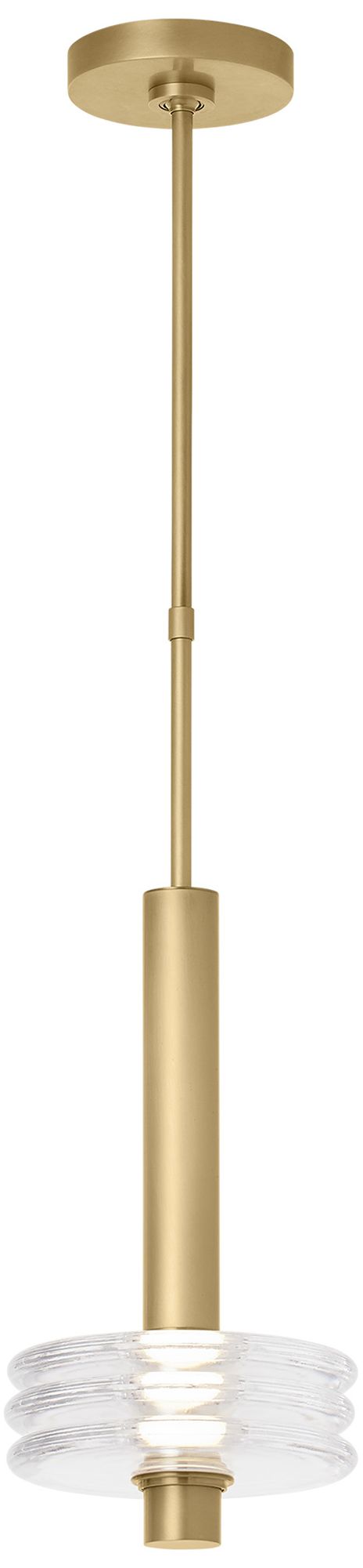 Visual Comfort Modern LED 8 in x 15 in Italian Cast Glass and Brass Pendant