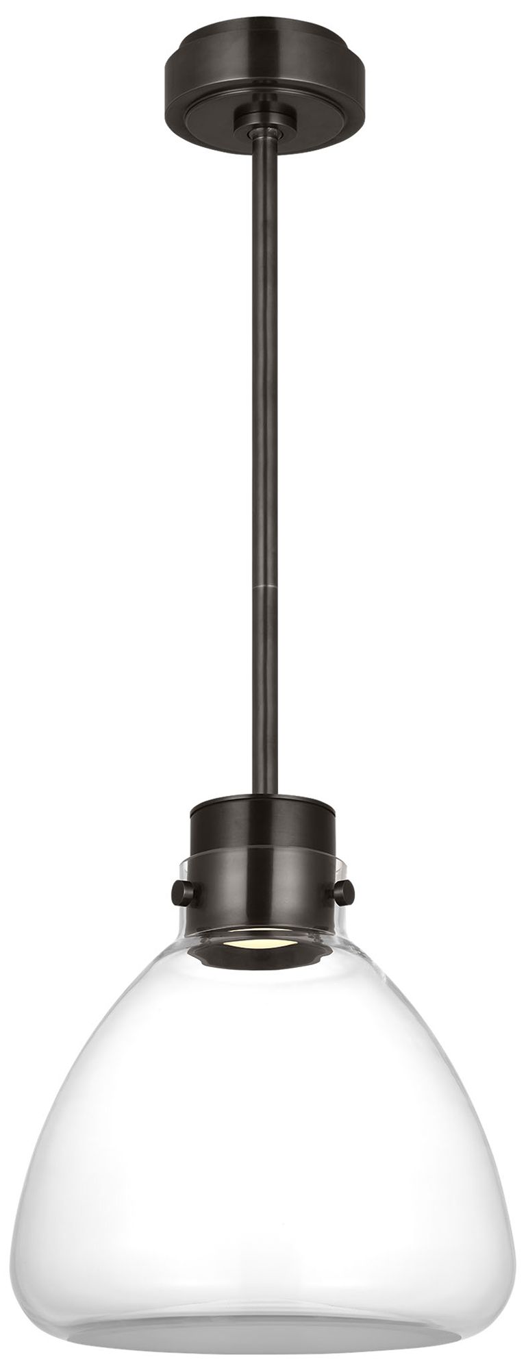 Image 2 Visual Comfort Modern LED Warm Dim 12 inch Bronze and Clear Glass Pendant more views