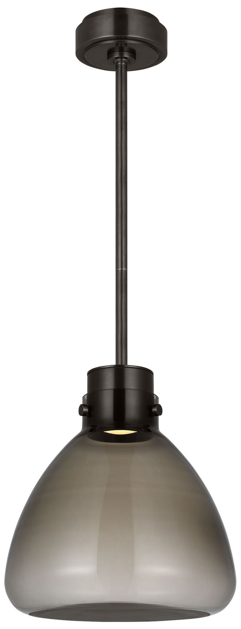 Image 2 Visual Comfort Modern LED Warm Dim 12 inch Bronze and Smoked Glass Pendant more views