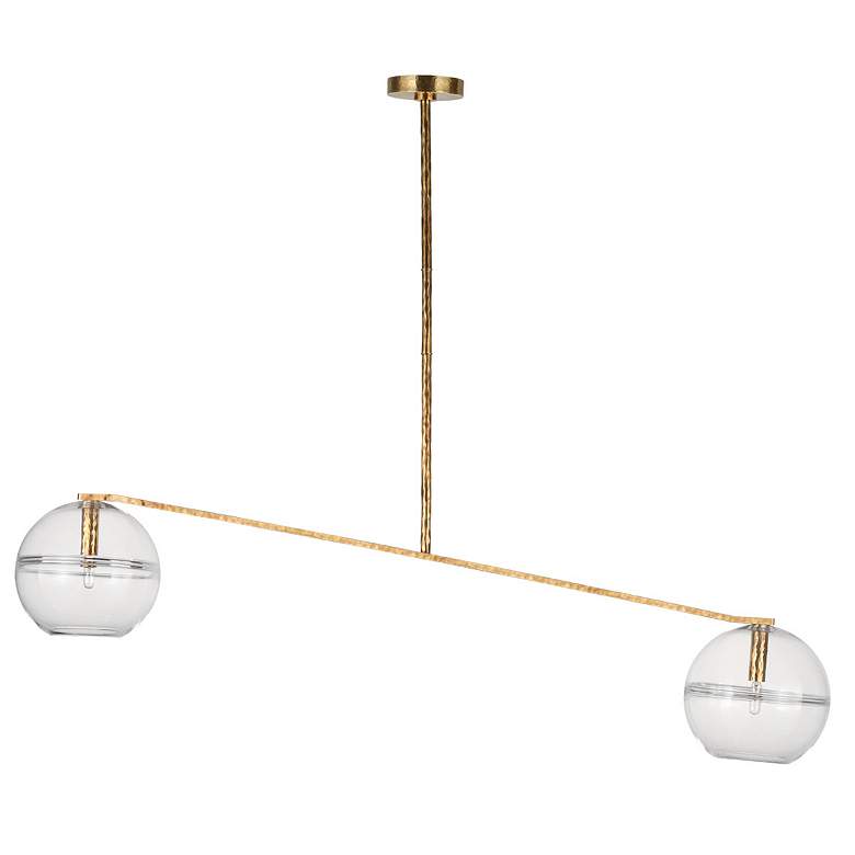 Image 2 Visual Comfort Modern Lowing Wide Antique Brass Chandelier with LED Bulbs more views