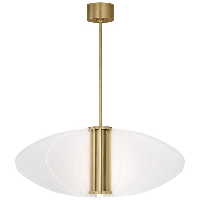 Image 1 Visual Comfort Modern Nyra Large LED Chandelier in Plated Brass