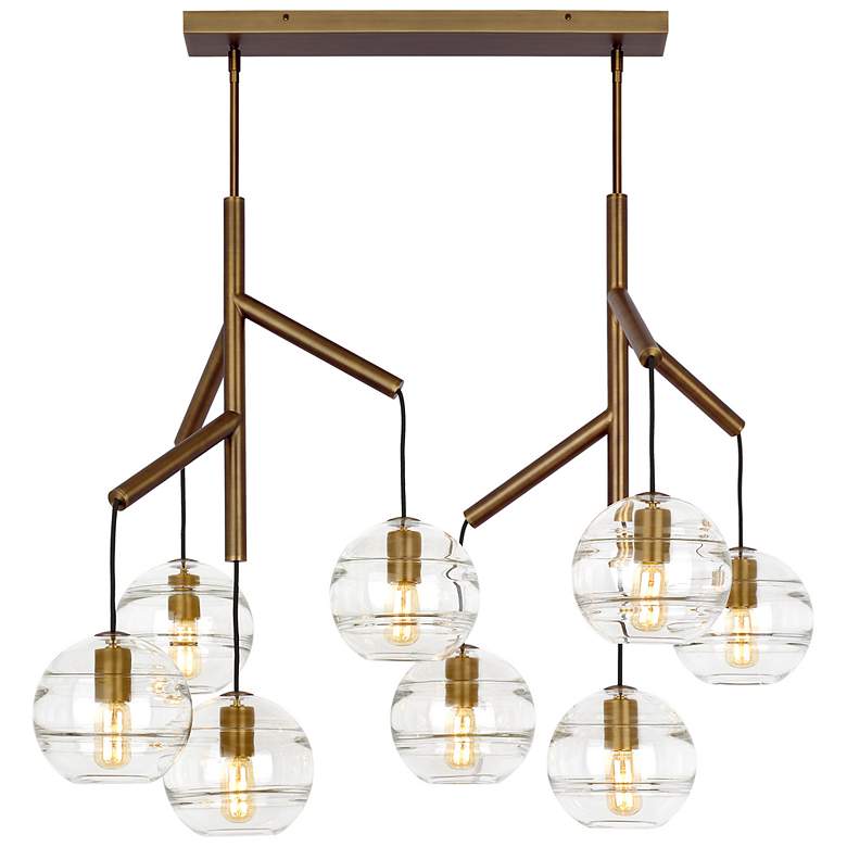 Image 2 Visual Comfort Modern Sedona Double Clear Glass Aged Brass E26 Chandelier