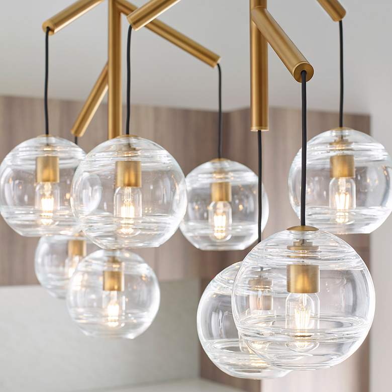 Image 4 Visual Comfort Modern Sedona Double Clear Glass Aged Brass E26 Chandelier more views