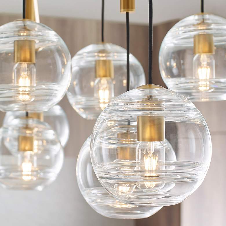 Image 5 Visual Comfort Modern Sedona Double Clear Glass Aged Brass E26 Chandelier more views