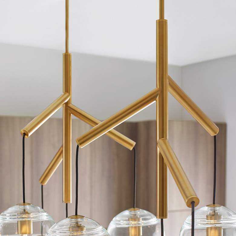 Image 6 Visual Comfort Modern Sedona Double Clear Glass Aged Brass E26 Chandelier more views