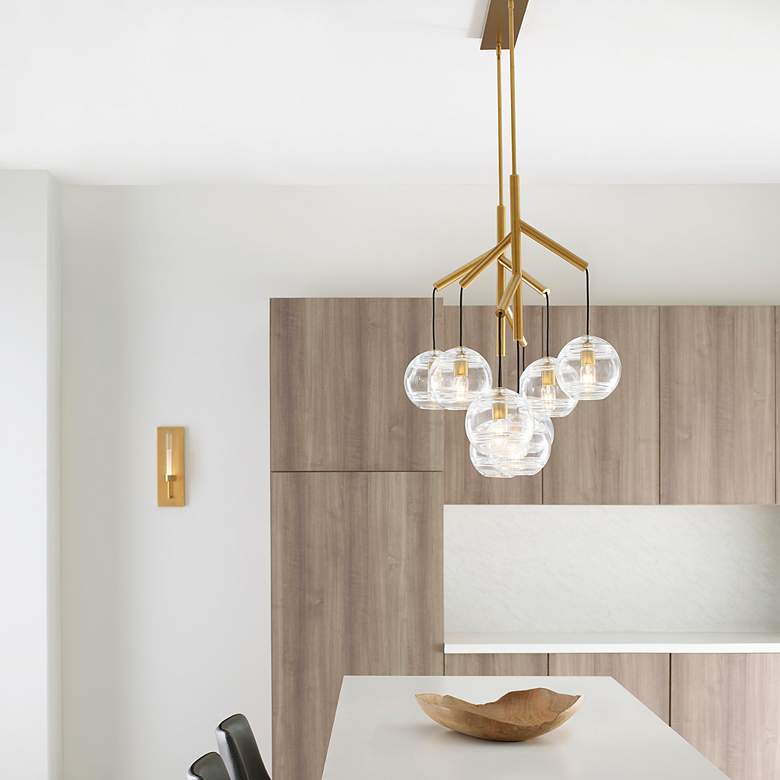 Image 7 Visual Comfort Modern Sedona Double Clear Glass Aged Brass E26 Chandelier more views