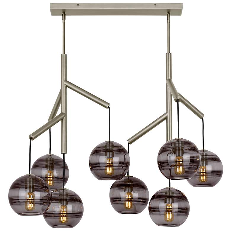 Image 1 Visual Comfort Modern Sedona Double Smoke Glass Satin Nickel Chandelier