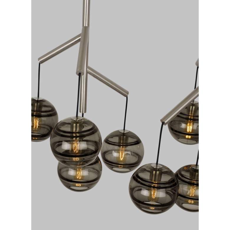 Image 3 Visual Comfort Modern Sedona Double Smoke Glass Satin Nickel Chandelier more views