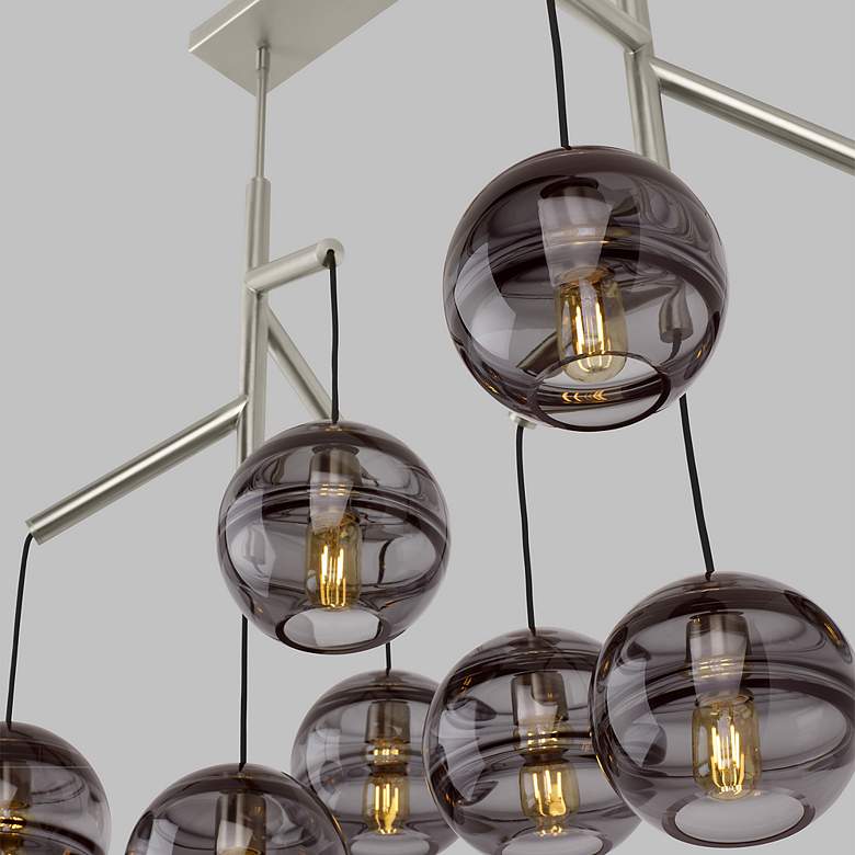 Image 4 Visual Comfort Modern Sedona Double Smoke Glass Satin Nickel Chandelier more views