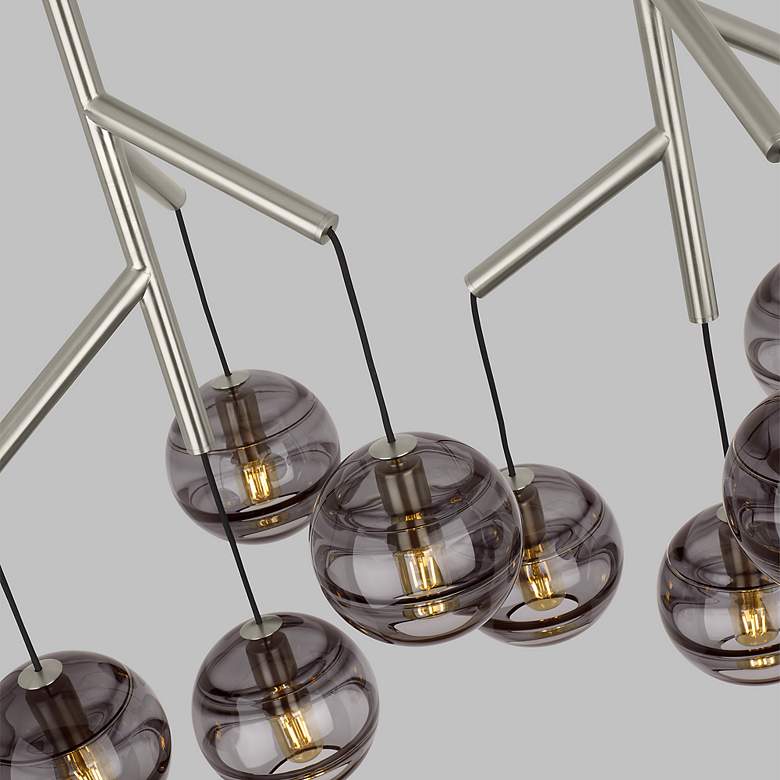 Image 5 Visual Comfort Modern Sedona Double Smoke Glass Satin Nickel Chandelier more views