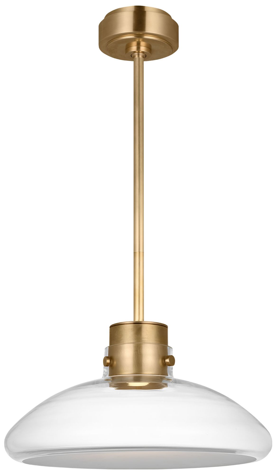 Image 2 Visual Comfort Modern Warm Dim LED 16 in Wide Brass and Clear Glass Pendant more views